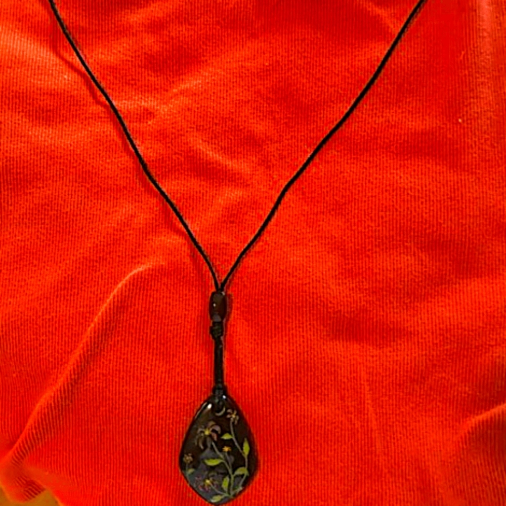 Amber, carved, boho chic necklace